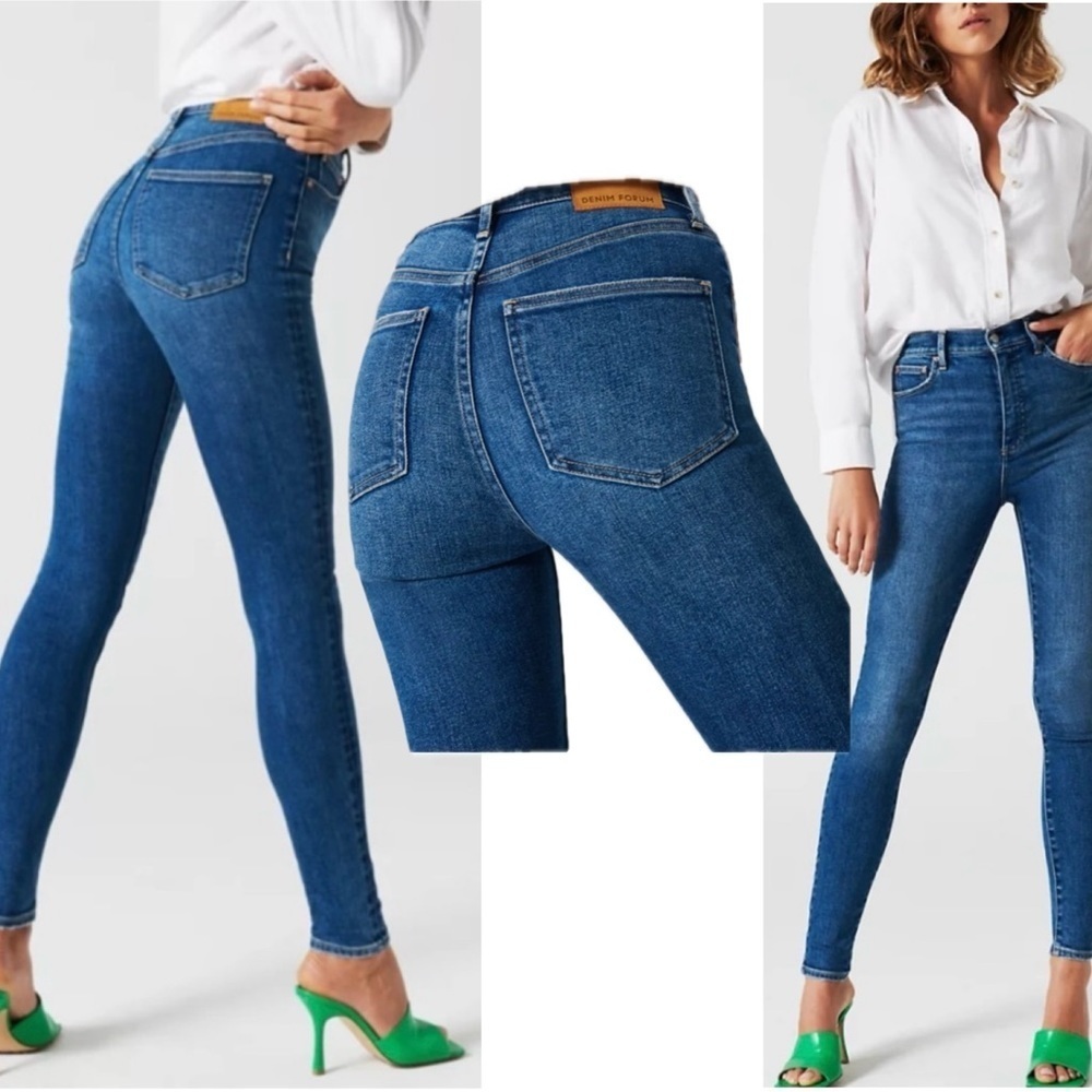 Denim Forum the Lola High Rise Skinny denim jeans blue Wash Sz 26 stretchy
